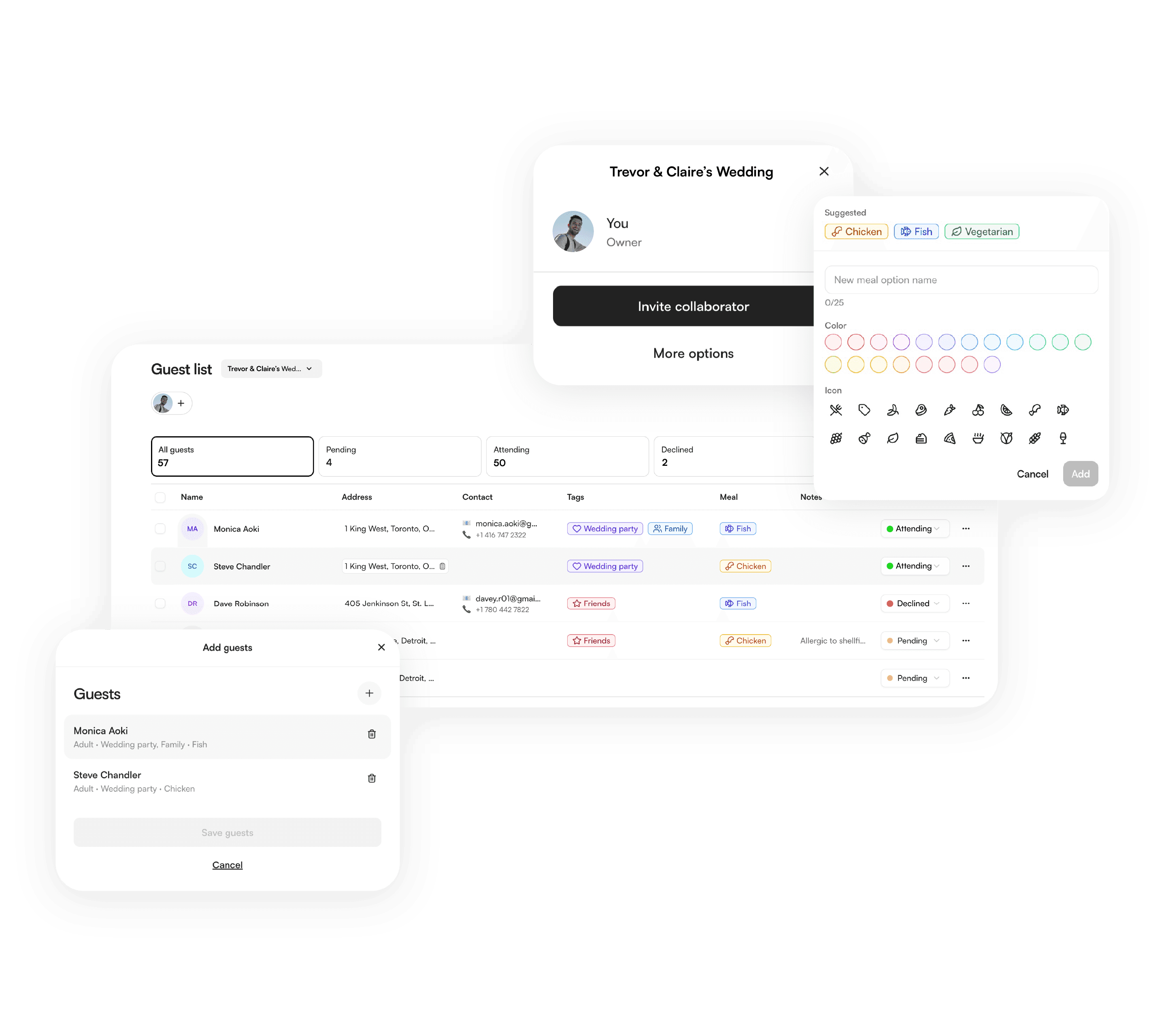 Your Wedding Atlas guest list workspace interface